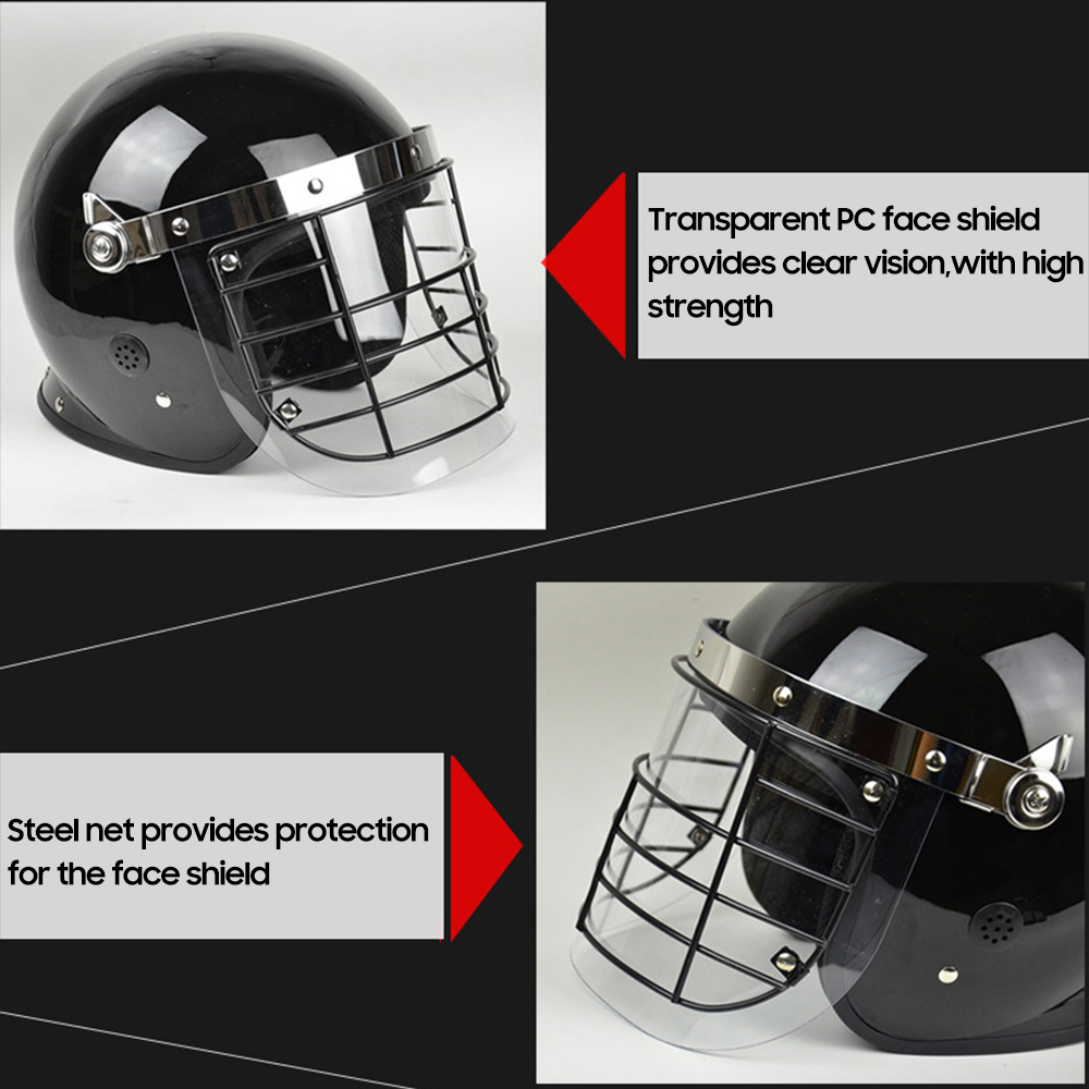 Anti Riot Helmet with Clear Face Shield Metal Net Impact &amp; Penetration Resistant Safety Riot Helmets for School Public Patrol