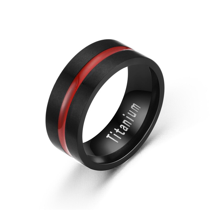 Ramos Klassieke Zwart Rood Titanium Staal Mannen En Vrouwen Ringen Rvs Koppels Trouwringen Zijn: 13 / 8MM