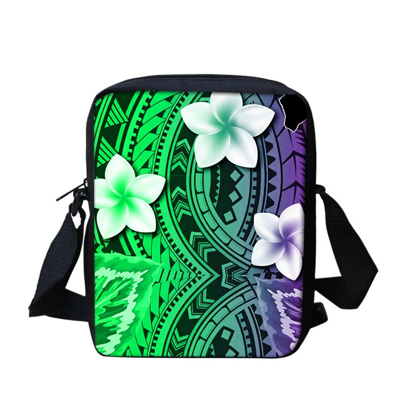 FORUDESIGNS-Bolso de mensajero con estampado de hibisco Frangipani Hawaiano para mujer, bolsos de hombro tipo bandolera, monedero: HTA277E