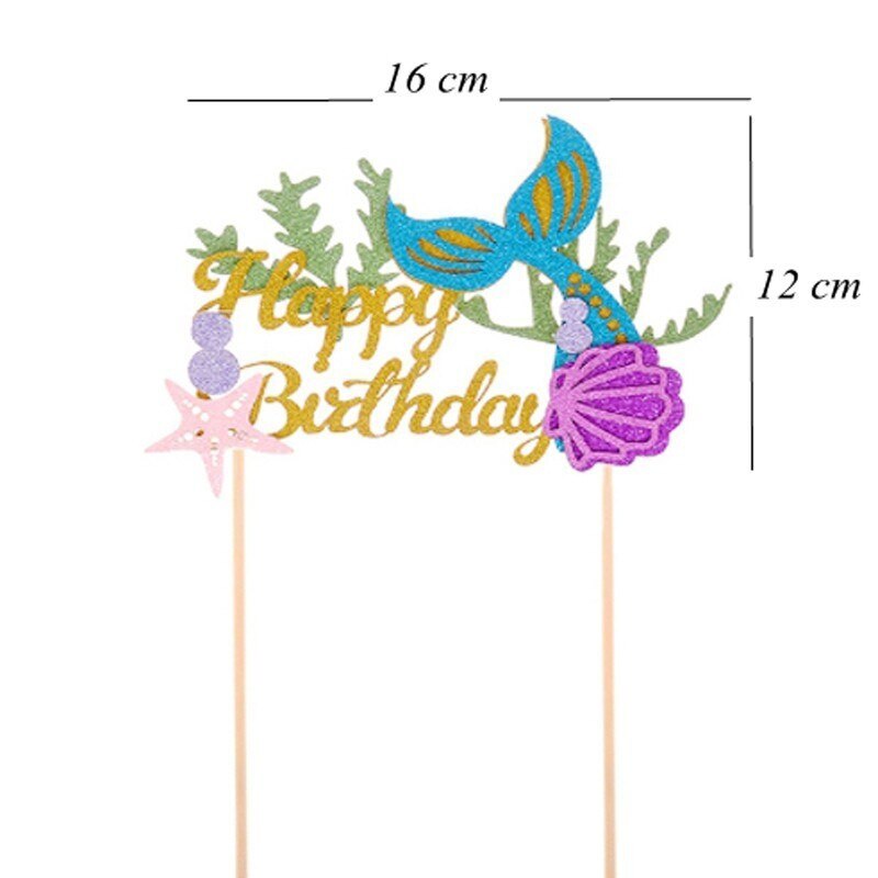 1Pack Mermaid Tail Zeester Shell Cake Toppers Cake Wrappers Voor Meisje Verjaardagsfeestje Taart Decoratie Kids Mermaid Party decor: 1pc cake topper