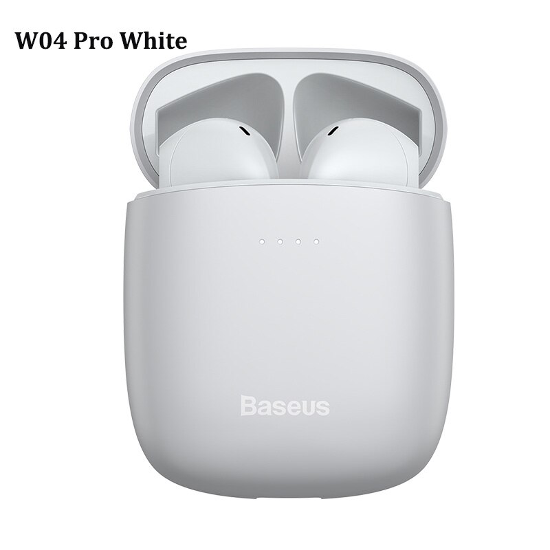 Baseus W04 W09 TWS Bluetooth Earphone 5.0 Headphone Mini Earbuds With Charging Box Stereo Sports True Wireless Headset For Phone: W04 Pro White