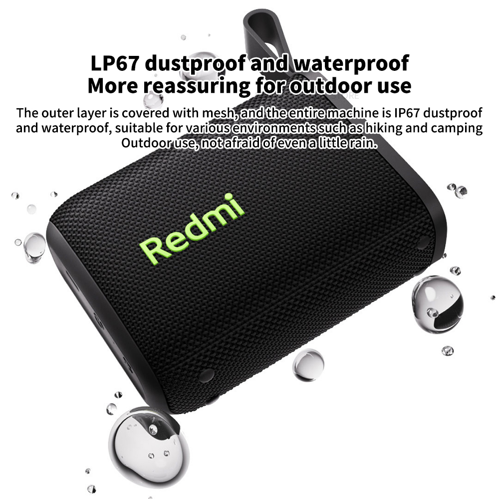 Xiaomi Redmi Altavoz Bluetooth portátil al aire libre IP67 estéreo potente caja de sonido BT5.3 RGB doble emparejamiento TWS conectividad colorida