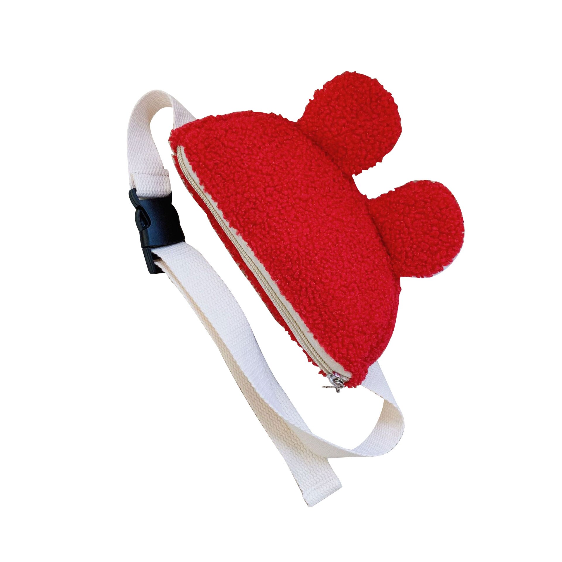 Børns lille taljetaske plys brysttaske til drenge og piger enkel skuldertaske taljepakker snydetasker: Rød