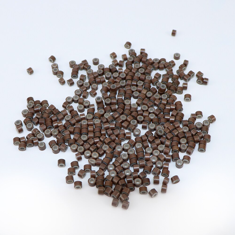 200 Stuks Micro Ring Siliconen Bead Link Microringen Voor Veer Haarverlenging Ringen Buizen Accessoire Salon Hairstylist Tools: Donkerbruin