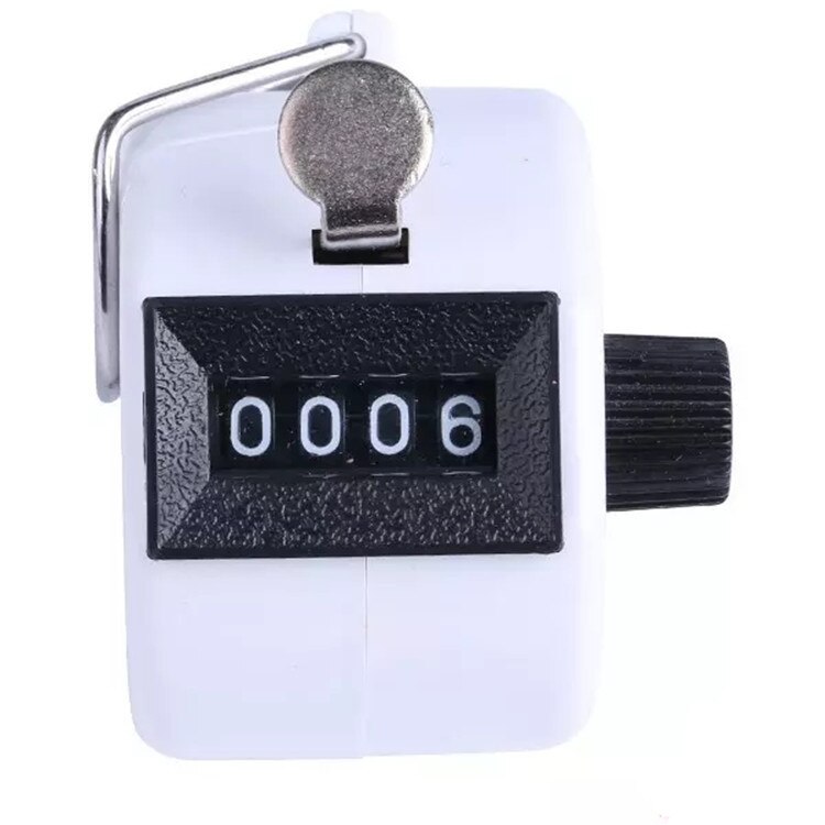 Digital Hand Held Tally Clicker Counter 4 Digit Number Clicker Golf Chrome Finger Hand Ring Knitting Row Tally Counter Pedometer: White