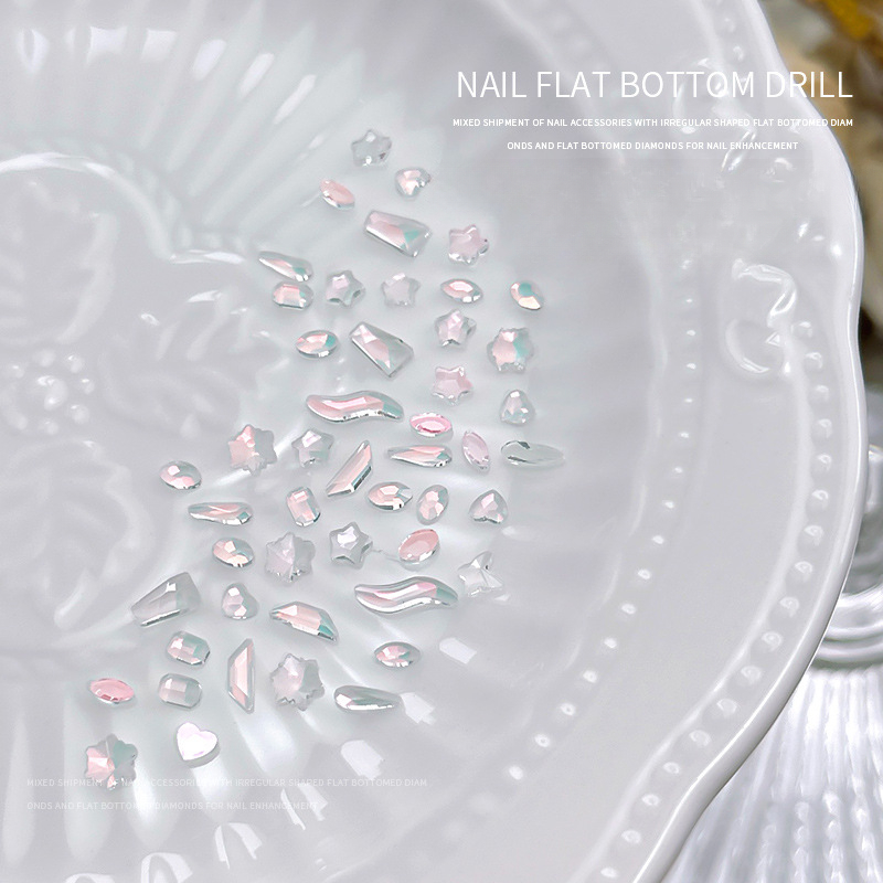 100 Uds Mini forma de cristal diamante decoraciones de uñas fondo plano diamantes de imitación Color mezclado piedras preciosas de vidrio accesorio de manicura DIY: Oro