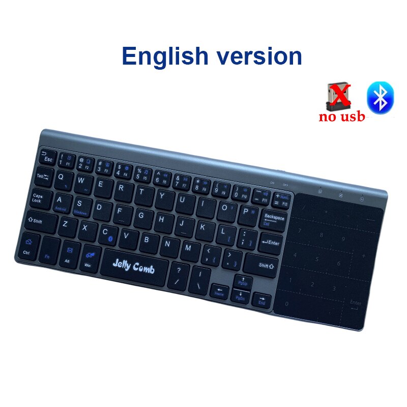 Mini-clavier sans fil, avec pavé tactile numérique, pour ordinateur portable, Smart TV, YR, USB, fin, espagnol, russe: Bluetooth English