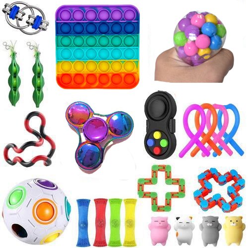 Figet Speelgoed Anti-Stress Speelgoed Set Stretchy Snaren Marmeren Reliëf Volwassenen Meisje Kinderen Zintuiglijke Antistress Relief Fidget Speelgoed: Set E