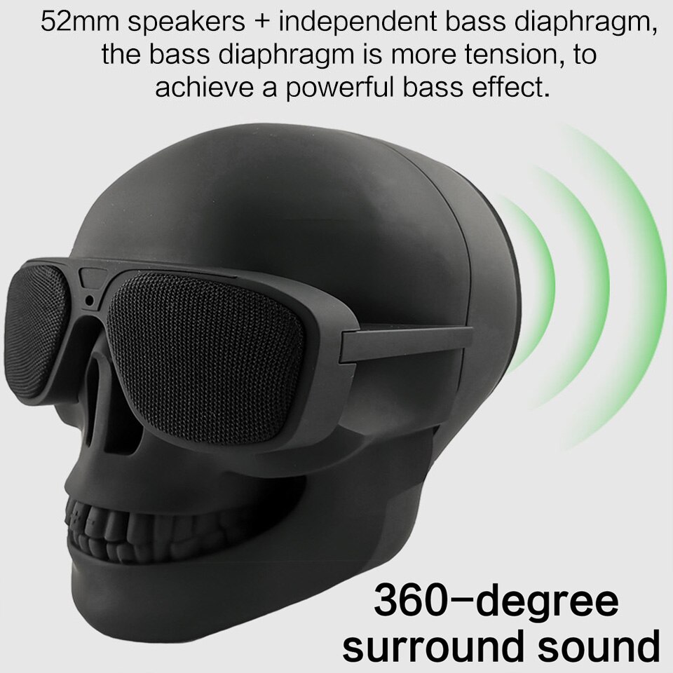 Haut-parleurs sans fil Bluetooth Portable, grande Version, tête de mort, chien, chat, caisson de basses 360 °, stéréo, Super basses, carte TF, lecteur de musique