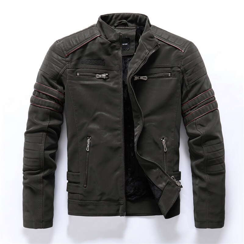 2020 autunno inverno giacca da uomo in pelle moda Casual colletto alla coreana giacca da moto uomo Slim cappotti in pelle PU di alta qualità