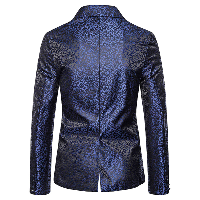 Hommes noir Paisley Blazer veste de simple boutonnage Blazer robe formelle Blazer scène Costume Homme