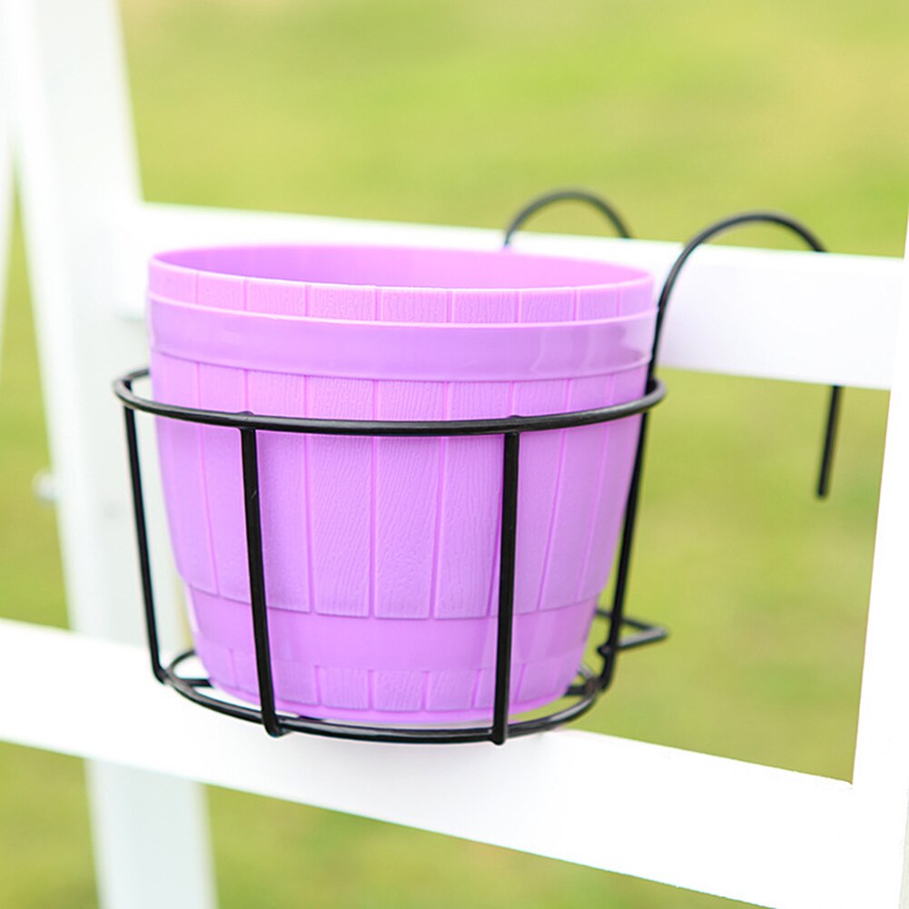Hanging Basket Balcony Hanging Plant Racks Balcony Round Flower Rack Railing Fence Outdoor Window Iron Bonsai Stand Decoration
