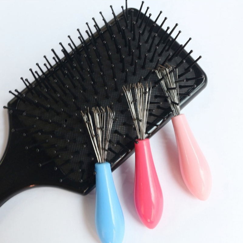 Limpiador de cepillo de pelo con peine, mango de plástico, removedor de cepillo de limpieza, herramientas de belleza integradas, productos de limpieza, suministros de limpieza