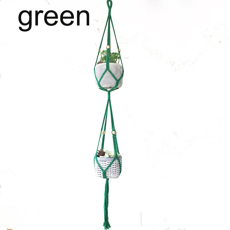 Färgglad dubbellagers växthängare krukhängare kruktråg växthållare makrame växthållare: Gree