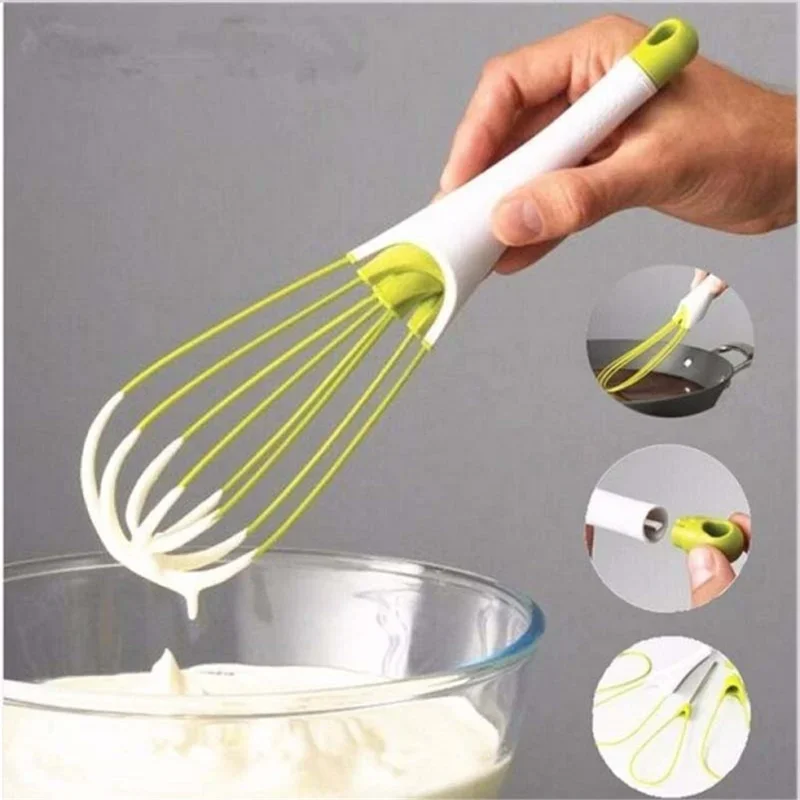 Batteur à œufs manuel rotatif multifonctionnel, Mini fouet à œufs de cuisine en plastique, outil de cuisson, agitateur d'œufs en Silicone