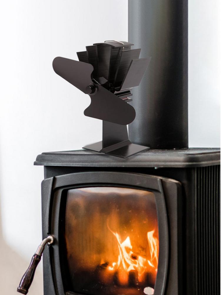 2 Blade Wall Hanging Heat Powered Stove Fan Log Wood Burner Kindly Quiet Home Fireplace Fan Heat Distribution Fuel Saving