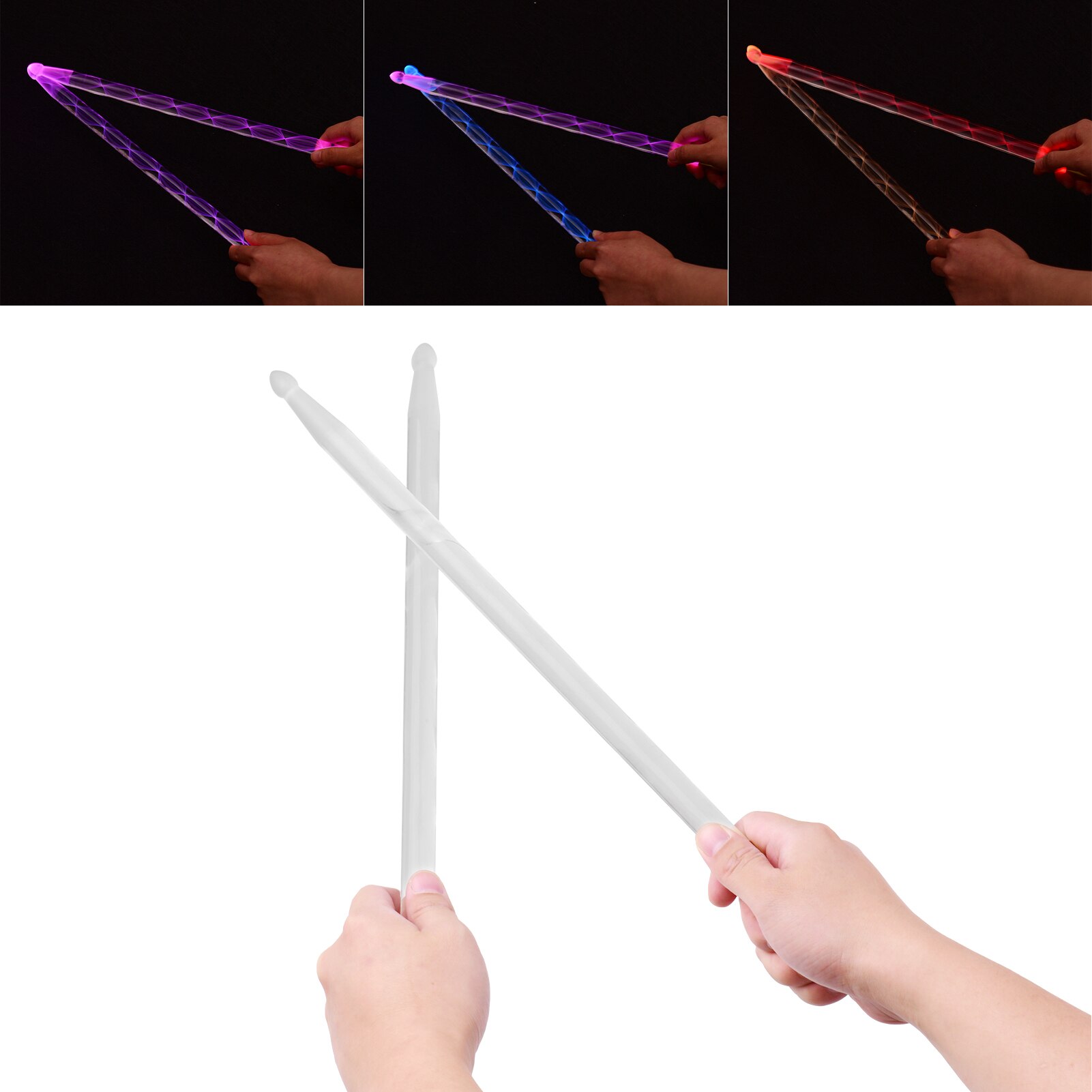 1 Pair LED Light Up Drum Sticks Luminous Bright Drumsticks Color Changing Drumsticks Drum Set