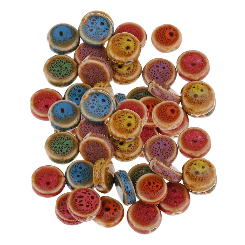 60pcs Handmade Round Porcelain Ceramic Beads 14mm For Jewelry Bracelet DIY