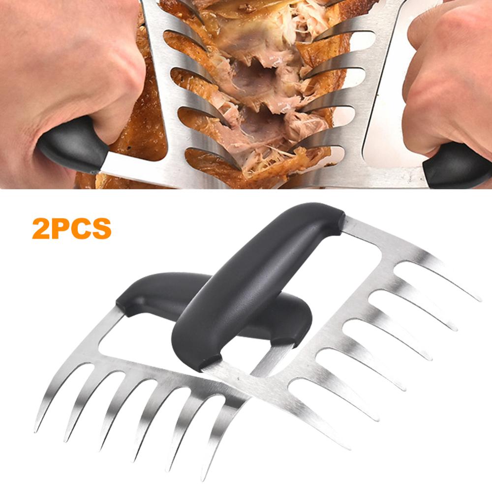 2Stck verpackt Fleisch Gabel Schredder Krallen Edelstahl BBQ Gezogen Schweinefleisch Fleisch Klemme Gabe Carving essen Grill Zubehör Grill T