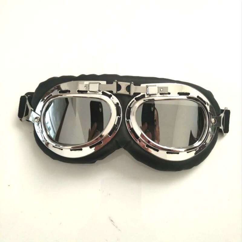 Retro motorcykel briller anti-uv scooter beskyttelsesbriller klassisk vintage pilotbriller motorcykel jet hjelm vindtæt beskyttelsesbriller: G1 sølv linse