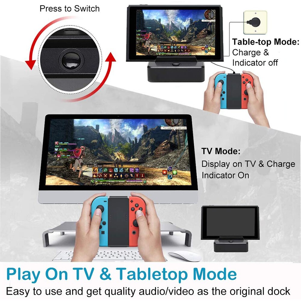 Base de acoplamiento de TV tipo C, disipación de calor de refrigeración portátil, Compatible con vídeo, USB 3,0, HDMI, Compatible con estación de acoplamiento para Nintendo Switch