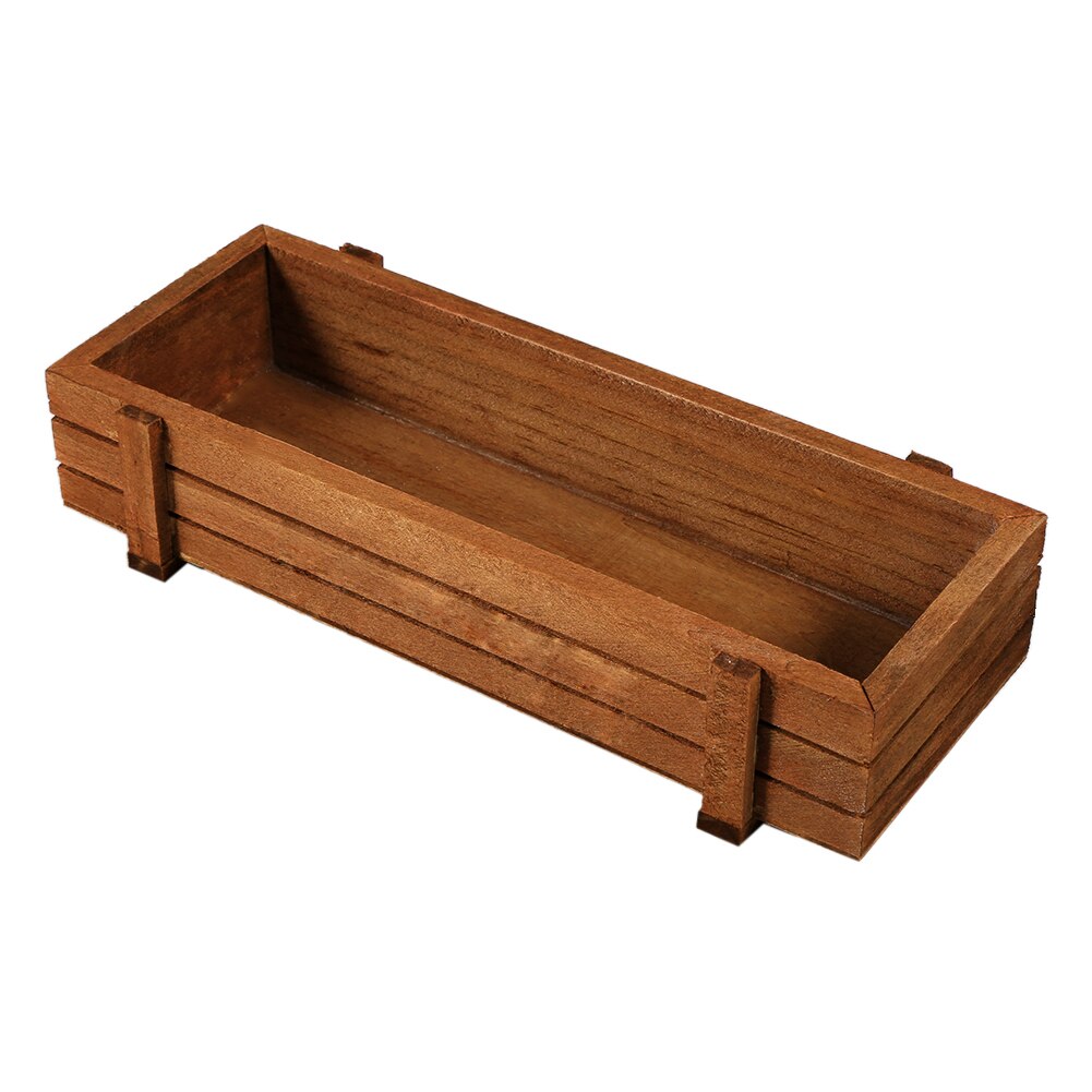 Garden Wooden Planter Box Outdoor Garden Plant Flower Pot Ornament Planter Crates Rectangle Table Succulent Flower Pot