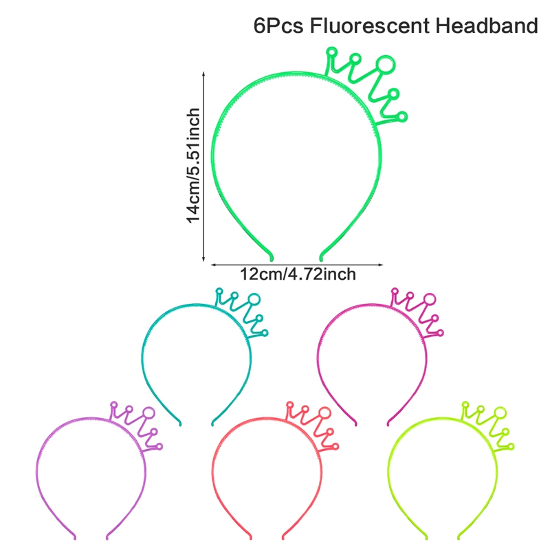 Aro de pelo fluorescente, diadema de plástico que brilla en la oscuridad, suministros para fiestas, fotomatón para decoración de cumpleaños, boda, Baby Shower, 6 uds.: Verde oliva