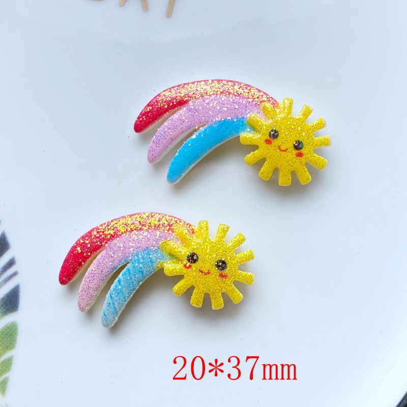 10Pcs Hars Leuke Gemengde Heldere Regenboog Serie Platte Achterkant Cabochon Plakboek Kawaii Diy Embellishments Accessoires: D