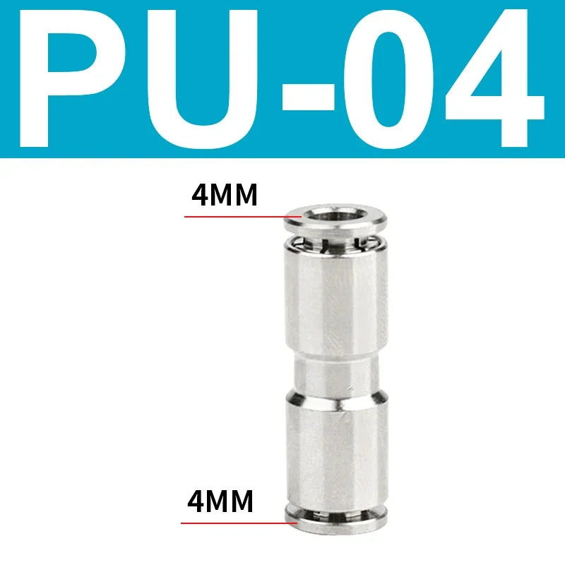 PU PG Brass Metal Pneumatic Quick Coupling Straight Through 4 6 8 10 12MM Air Compressor Hose High Pressure Connector: Transparent