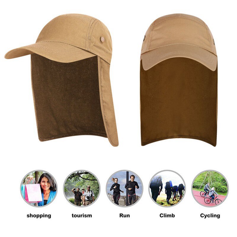 Fishing Cap with Adjustable Ear Neck Flap Cover Sun Visor Hat Outdoor Hiking Camping Cycling Sportswear Cap