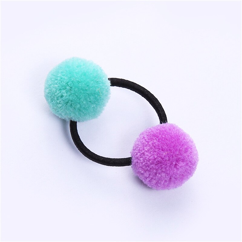 1PC lindo niñas pompón pelo lazos doble Pom elástico banda de pelo Pelo cuerdas, accesorios para el cabello para niños las niñas: 08