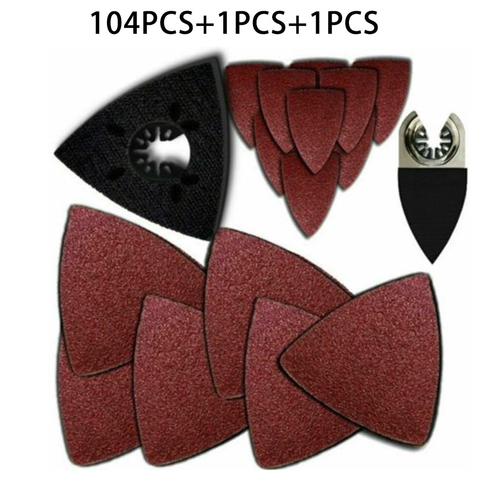 106pcs Sandpaper Oscillating Tool Sanding Kit Multi Tool Compatible 60/120/180/240 Grit Triangle Sander Sand Paper Abrasive Tool