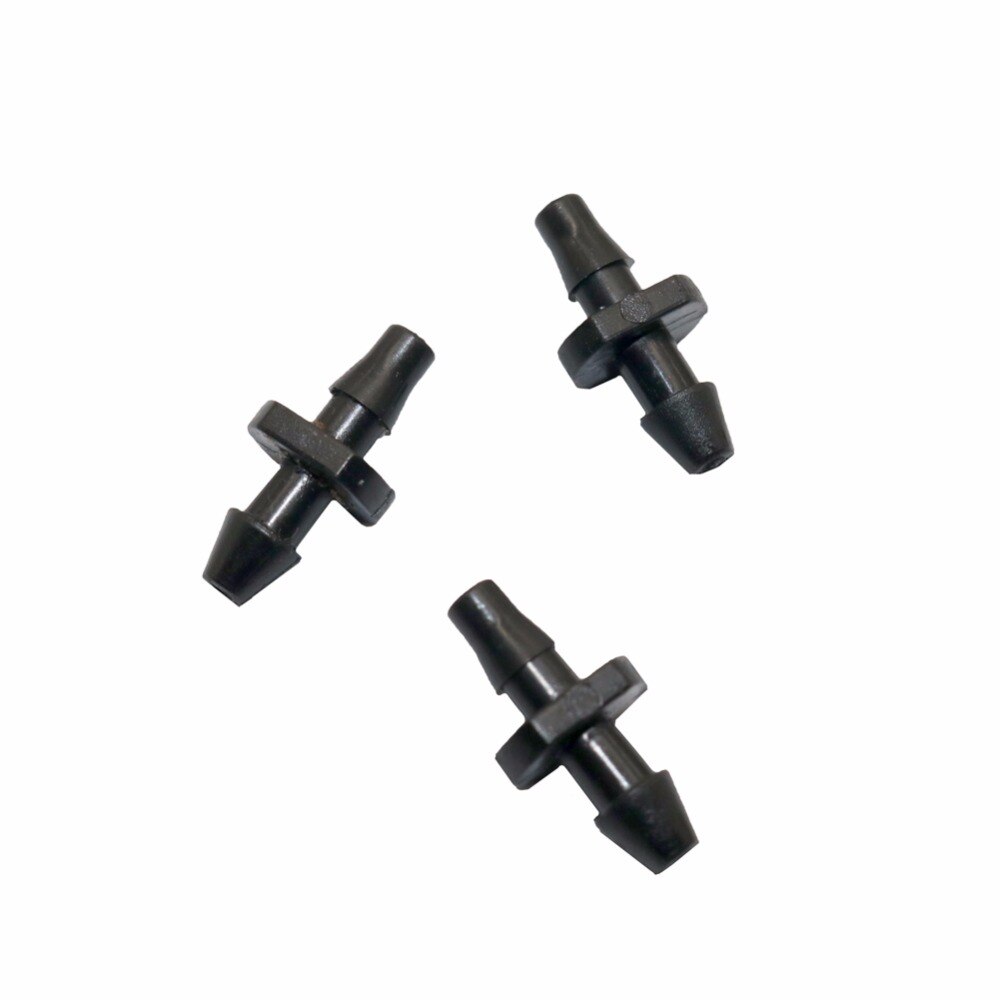 50 pcs 1/8" barbed connector double ways Used to splice our 3/5mm water pipe tubing together 3/5mm garden hose