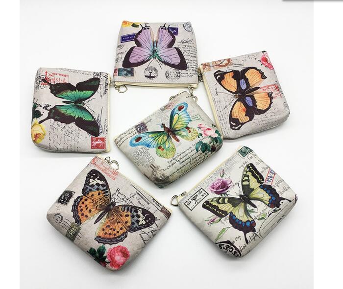 12 st/lot! söt fjäril mynt handväska barn pu läder dragkedja byta handväska kvinnor plånbok