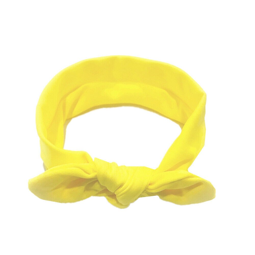 Emmababy Solid Cute Kids Girl Baby Elastic Cloth Toddler Flower Bow Headband Hair Band: Yellow