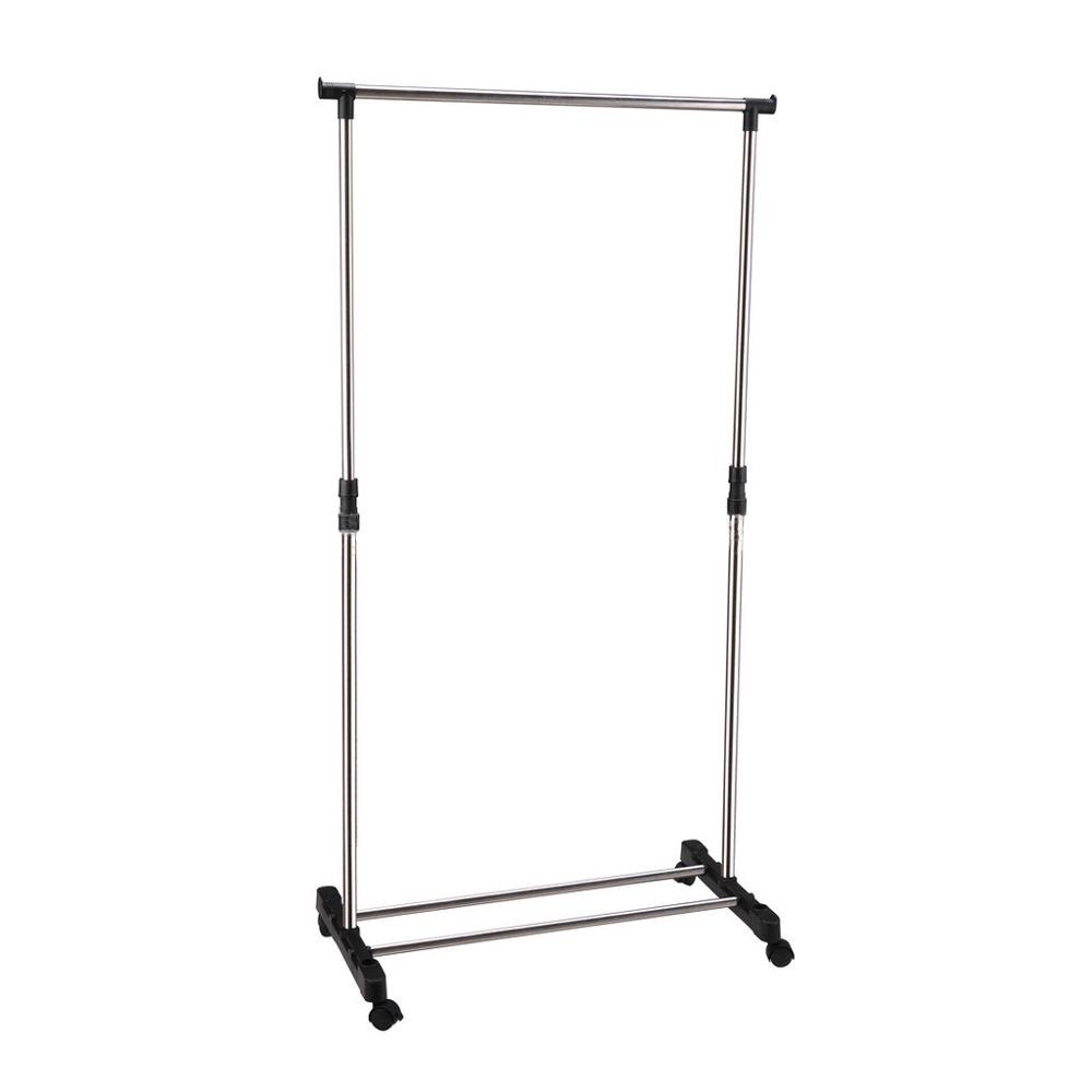 IKAYAA steel Adjustable Castor Wheels Rolling Garment Rack Clothes Hanger stand Clothes Hanging Storage Racks Bedroom Furniture