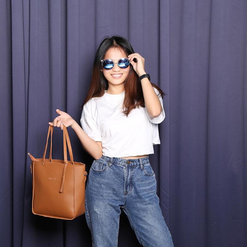4-Piece PU Leather Totes Set - Women's Shoulder Bag, Clutch, Card Holder & Messenger Bag