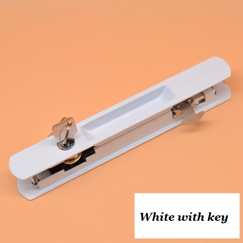 Mute Mortice Sliding Door Locks Hidde Handle Interior Door Pull Lock Modern Anti-Theft Room Wood Door Lock Furniture Hardware: White with key