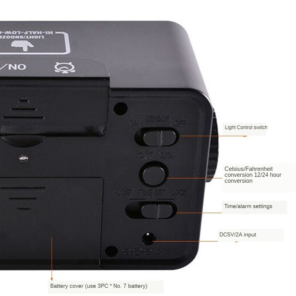 Digital Alarm Clock, Dekala Small Alarm Clocks with Temperature, Humidity, Dual Alarm, Dual USB Charging Ports for Bedroom, Desk