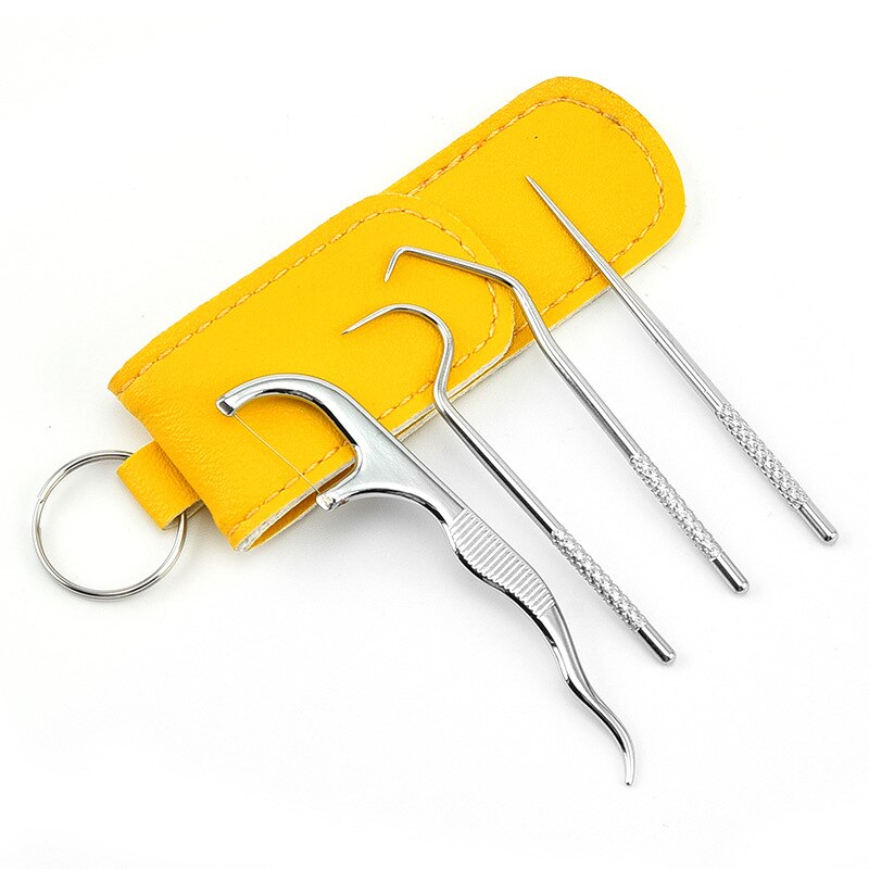 4pcs Portable Stainless Steel Toothpick Set with Bag Reusable Metal Toothpicks With Holders For Outdoor Picnics And Camping Tool