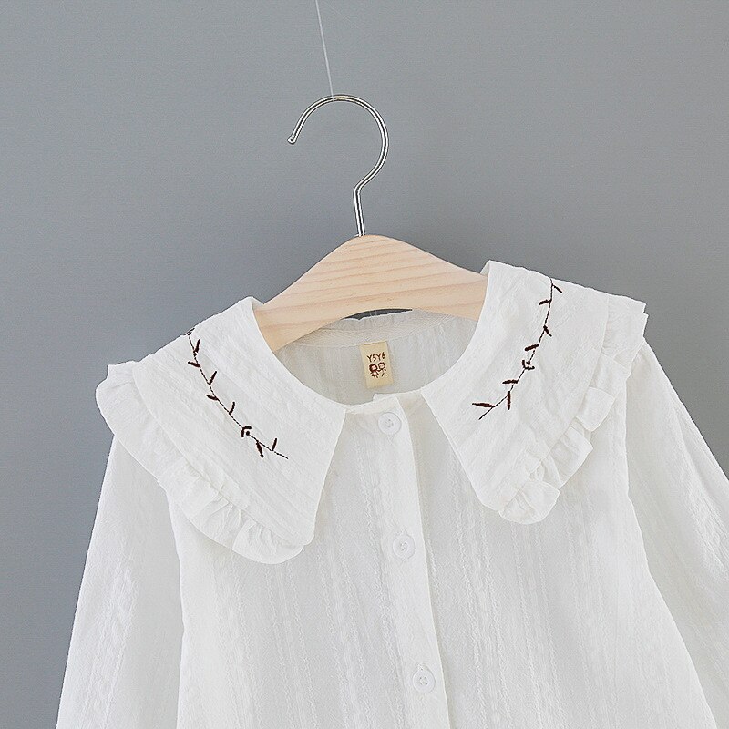 White Spring Autumn Kids Baby Girls Clothes Cotton Tops Child Girls Solid Print Shirts Clothing youth Casual Clothing