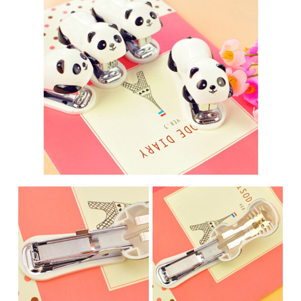 1Pc Cute Mini Stapler Set Cartoon Panda Paper Clips Binding Binder Office School Supplies Staionery Book Sewer