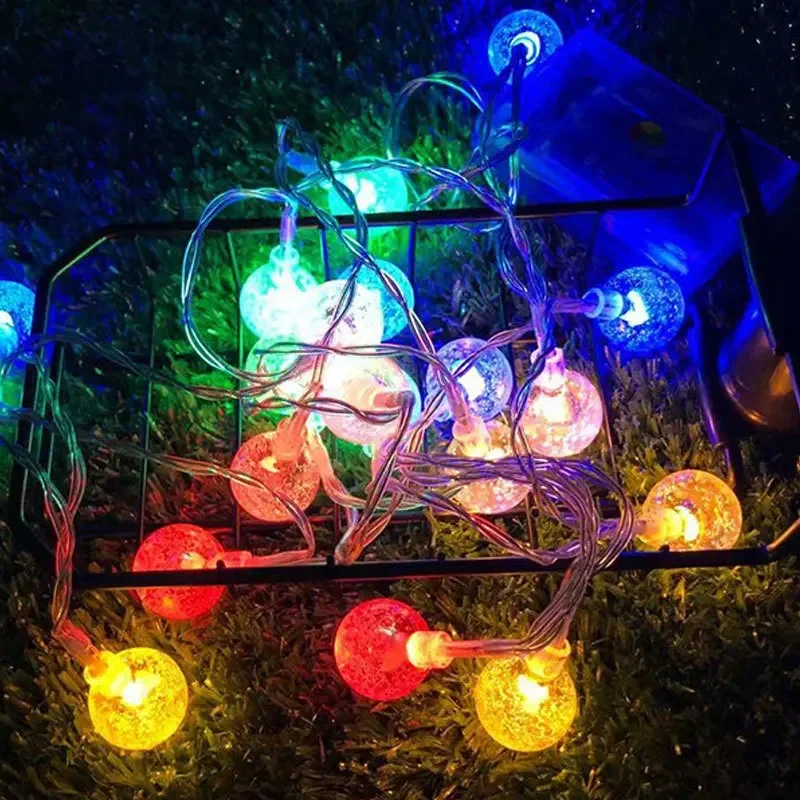 Guirnalda de luces LED con gotas de agua y batería, guirnalda impermeable para decoración exterior, luces Fariy, Navidad, boda, jardín, habitación