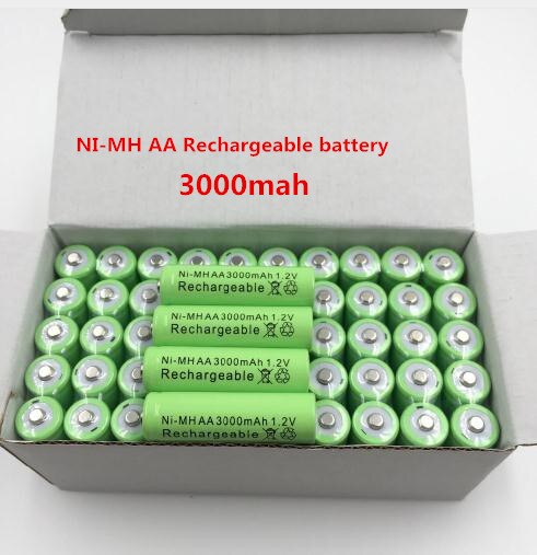 Pilas AA recargables de 4 20 piezas, 3000 mAh, 1,2 V, pilas AA recargables para la Luz led, juguete