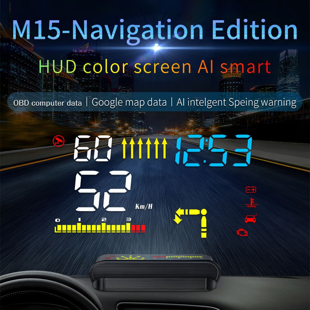 Neueste M15 Head Up Display OBD2 mit GPS Dual Modus Projektor HUD Display Überdrehzahl Warnung Auto Elektronik Display Meter