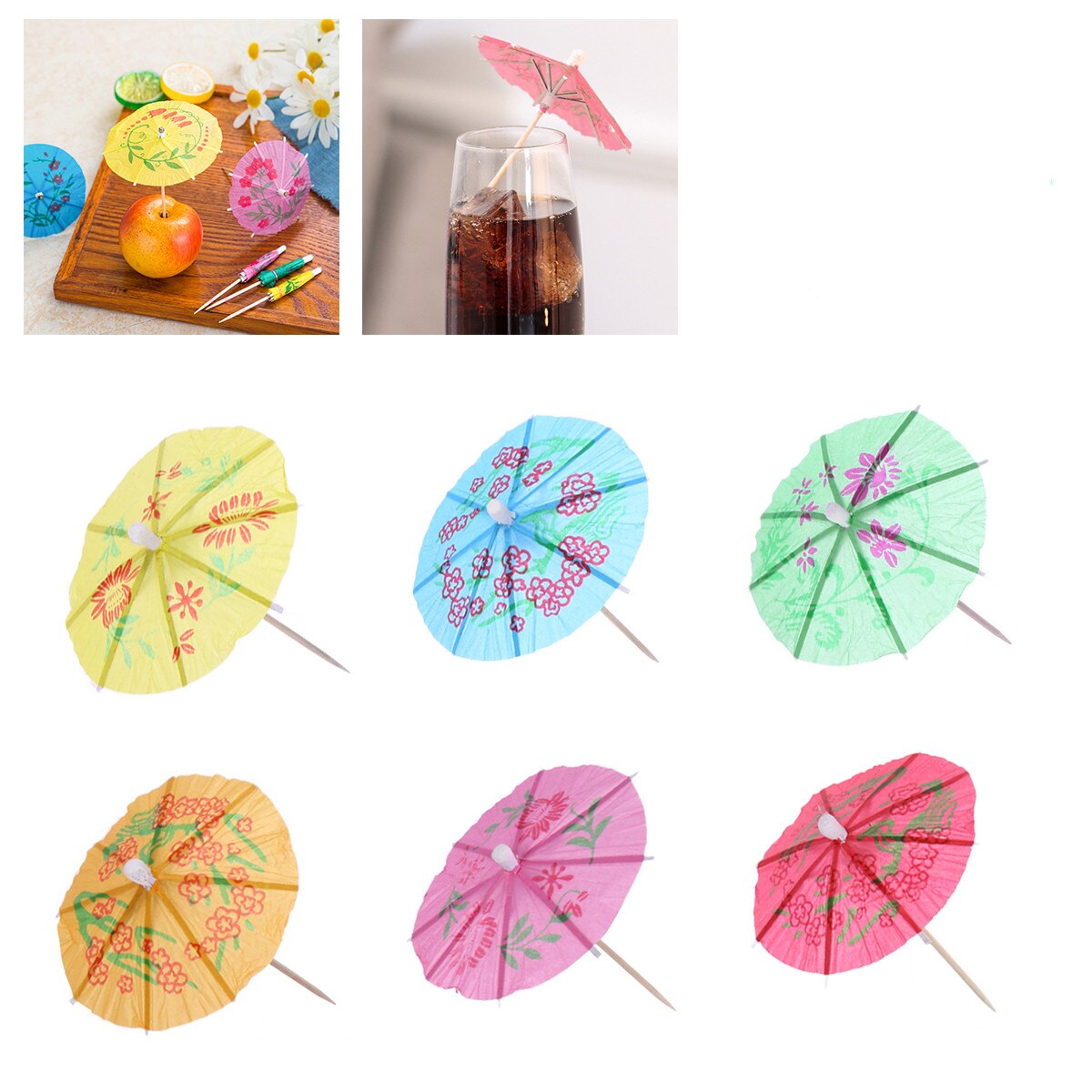 144 Pcs Cocktail Umbrellas Mini Drink Umbrellas Cocktail Parasol Drink Umbrellas Paper Parasol Picks for Drinks Hawaiian Party