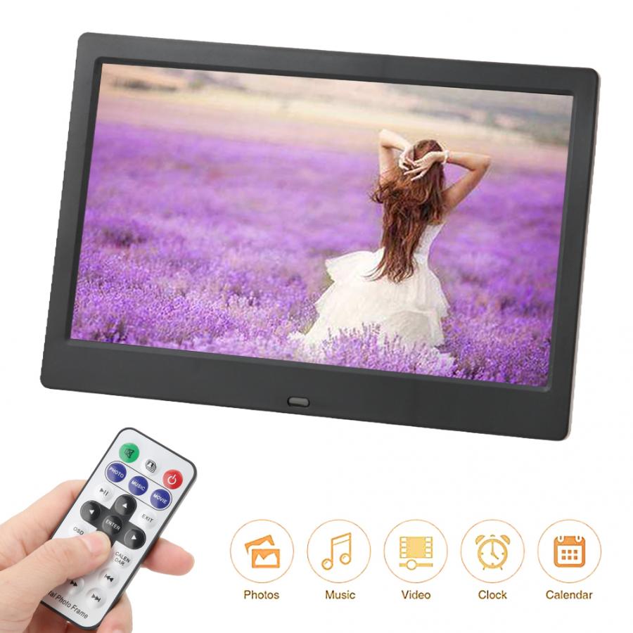 Black/White Digital Photo Frame 10 inch 1024*600 HD Digital Photo Frame Screen Multiple Languages Screens Ratio 16:9