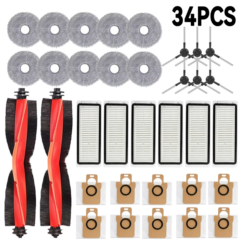 per Dreame Bot L30 ultra / L20 ultra robot Aspirapolvere Pezzi di ricambio Gomma Principale Spazzole Laterali Mocio Panni Filtri Sacchetto per la Polvere Accessori: Rosso