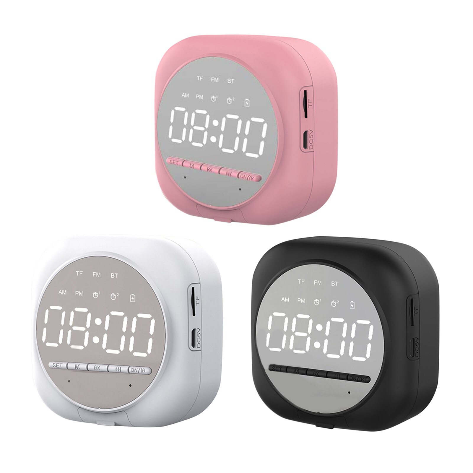 Wekker Bluetooth Luidspreker Nachtlampje Speaker MP3 Speler Mini Led Scherm Spiegel Speakers Kaart Klok Wekker Geluid