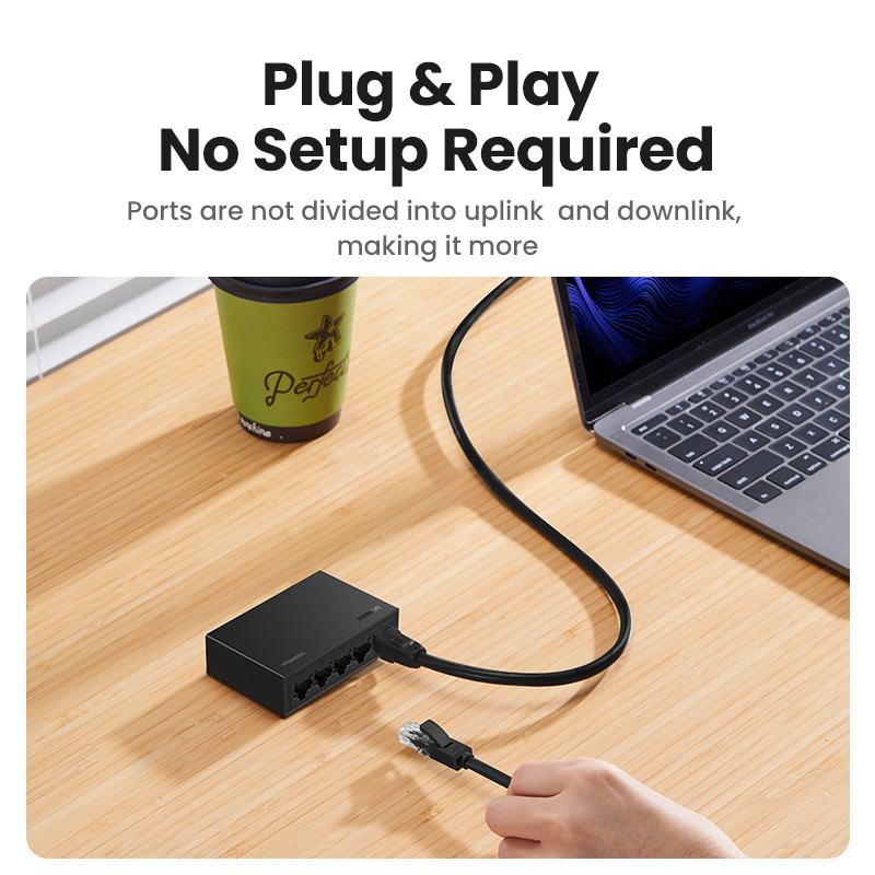Ugreen switch ethernet 1000mbps mini extensão de rede 5/8 portas todos os gigabit para roteador lan hub completo/meio duplex plug and play